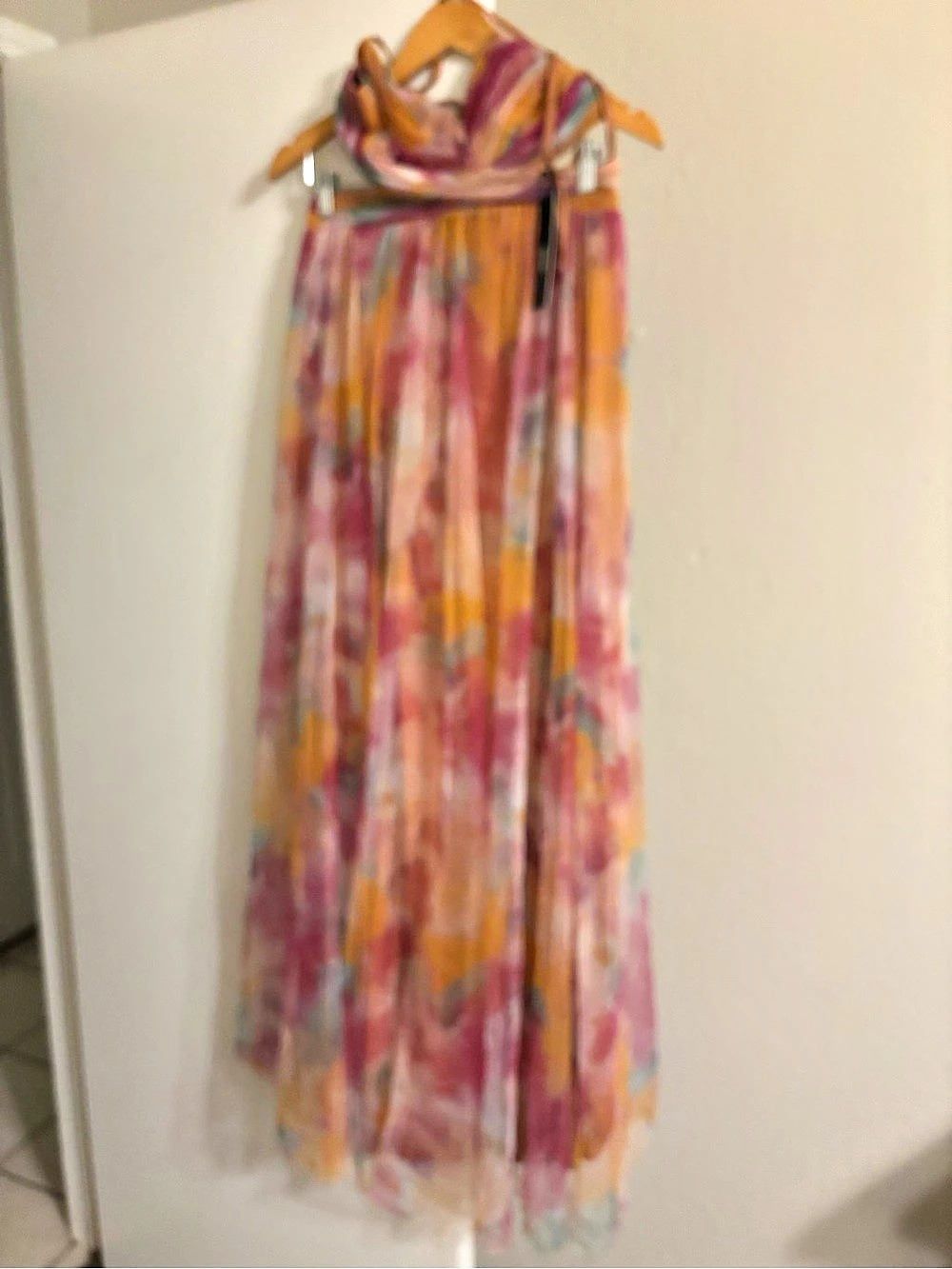 Fashion Nova Abstract Maxi Dress Pink & Orange Size Small